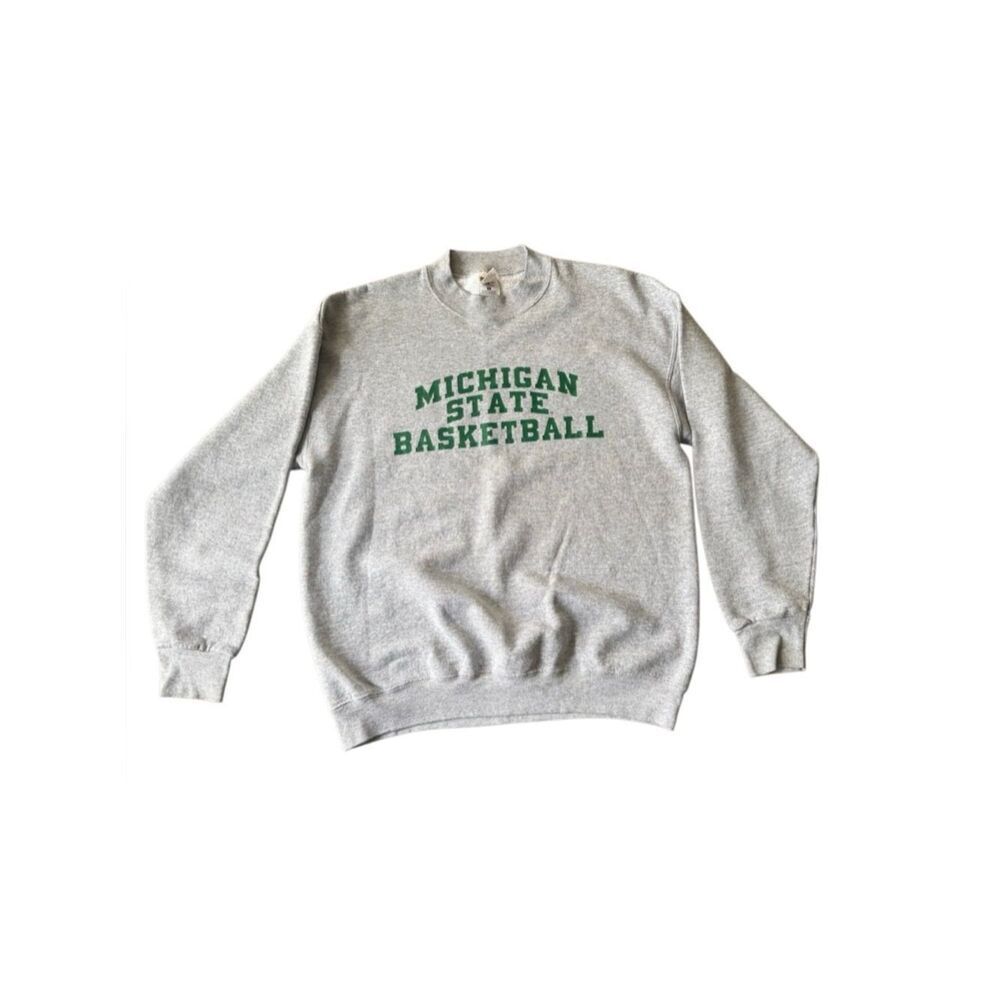 Vintage Michigan State Basketball Crewneck Sweatshirt MSU Spartans Large